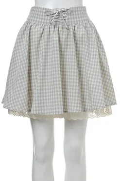 OLIVE des OLIVE Lace-Up Gathered Skirt