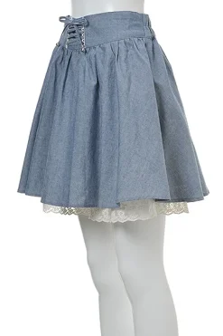 OLIVE des OLIVE Lace-Up Gathered Skirt