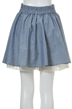 OLIVE des OLIVE Lace-Up Gathered Skirt