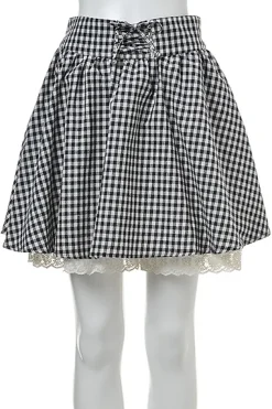 OLIVE des OLIVE Lace-Up Gathered Skirt