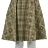 OLIVE des OLIVE Plaid x Solid Color Reversible Skirt