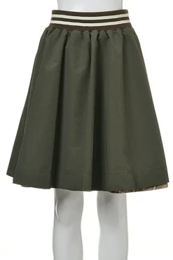 OLIVE des OLIVE Plaid x Solid Color Reversible Skirt