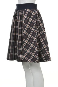 OLIVE des OLIVE Plaid x Solid Color Reversible Skirt