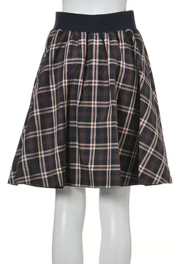 OLIVE des OLIVE Plaid x Solid Color Reversible Skirt