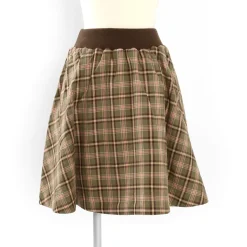 OLIVE des OLIVE Plaid x Solid Color Reversible Skirt