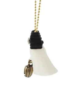 Q-pot. Petit Ghost Sheets Necklace / Black Bat Charm / Jack-o-lantern Charm Set