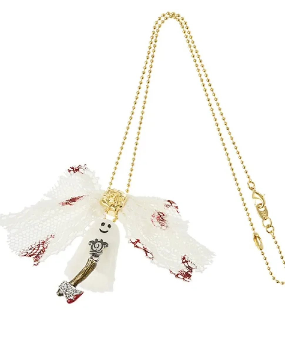 Q-pot. Petit Ghost Sheets Necklace / White Veil Charm / Q Hatchet Charm Set