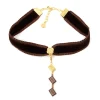 Q-pot. Velvet Ribbon Choker w/ 3-Piece Chocolate Charm Set