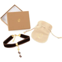 Q-pot. Velvet Ribbon Choker w/ 3-Piece Chocolate Charm Set