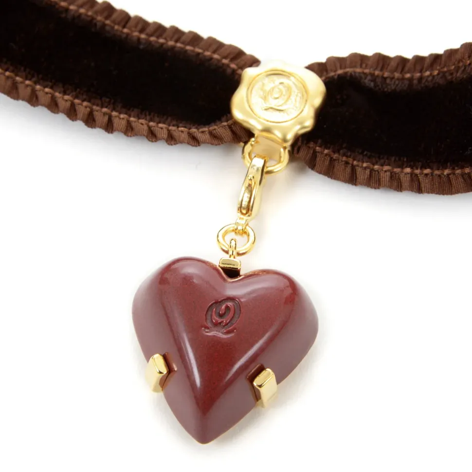 Q-pot. Velvet Ribbon Choker w/ Amour Rouge Chocolate Charm
