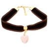 Q-pot. Velvet Ribbon Choker w/ Puchi Arrow Heart Milky Strawberry Charm