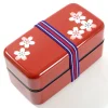 Red Maki-e Cherry Blossom 2-Tier Bento Box