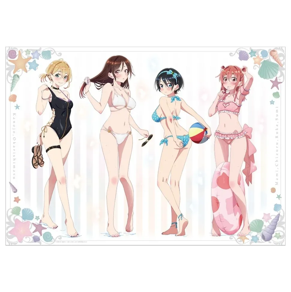Rent-A-Girlfriend Swimsuit and Girlfriend A3-Size Clear Poster Collection