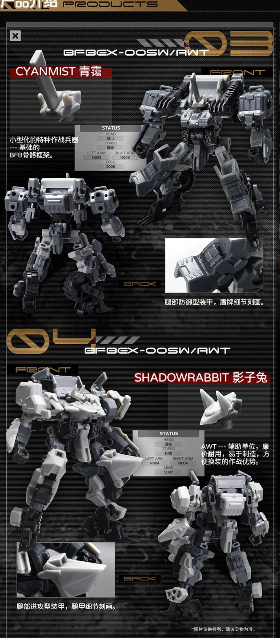 Shadow Troops EX Series EX03 Cyanmist & EX04 Shadowrabbit Plastic Model Kit