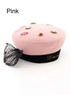 Swankiss Dot Ribbon Tulle Beret