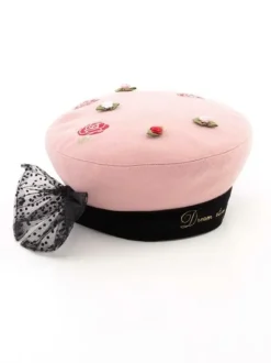 Swankiss Dot Ribbon Tulle Beret