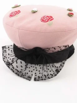 Swankiss Dot Ribbon Tulle Beret