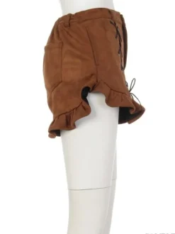 Swankiss Lace-Up Ruffled Hem Shorts