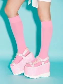 Swankiss Lamé Flower Sandals