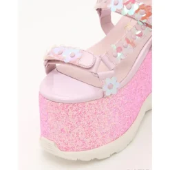 Swankiss Lamé Flower Sandals