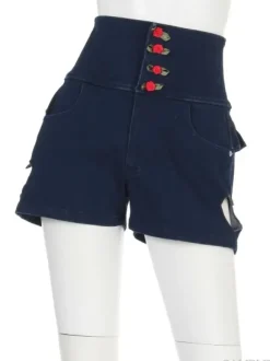 Swankiss Rose & Heart Cut-Out High-Waist Shorts