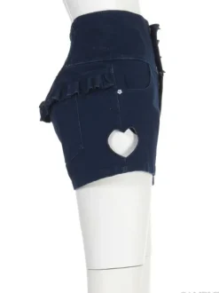 Swankiss Rose & Heart Cut-Out High-Waist Shorts