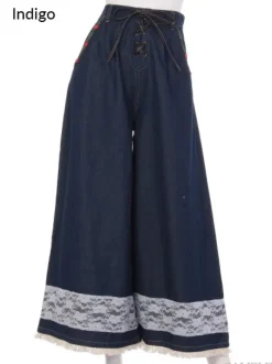 Swankiss Rose Denim Gaucho Pants