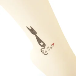 Takeuchi 18 Denier Beige Sheer Tights - Cat Motif