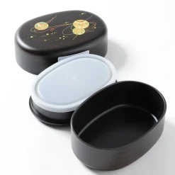 Temari Black Wood Patterned 2-Tier Bento Box