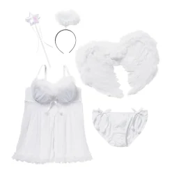 YUMMY MART Angel White Lingerie Set