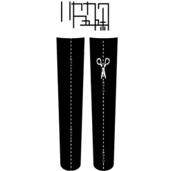 Zettairyoiki Cut Along the Line Knee-High Tights (Black)